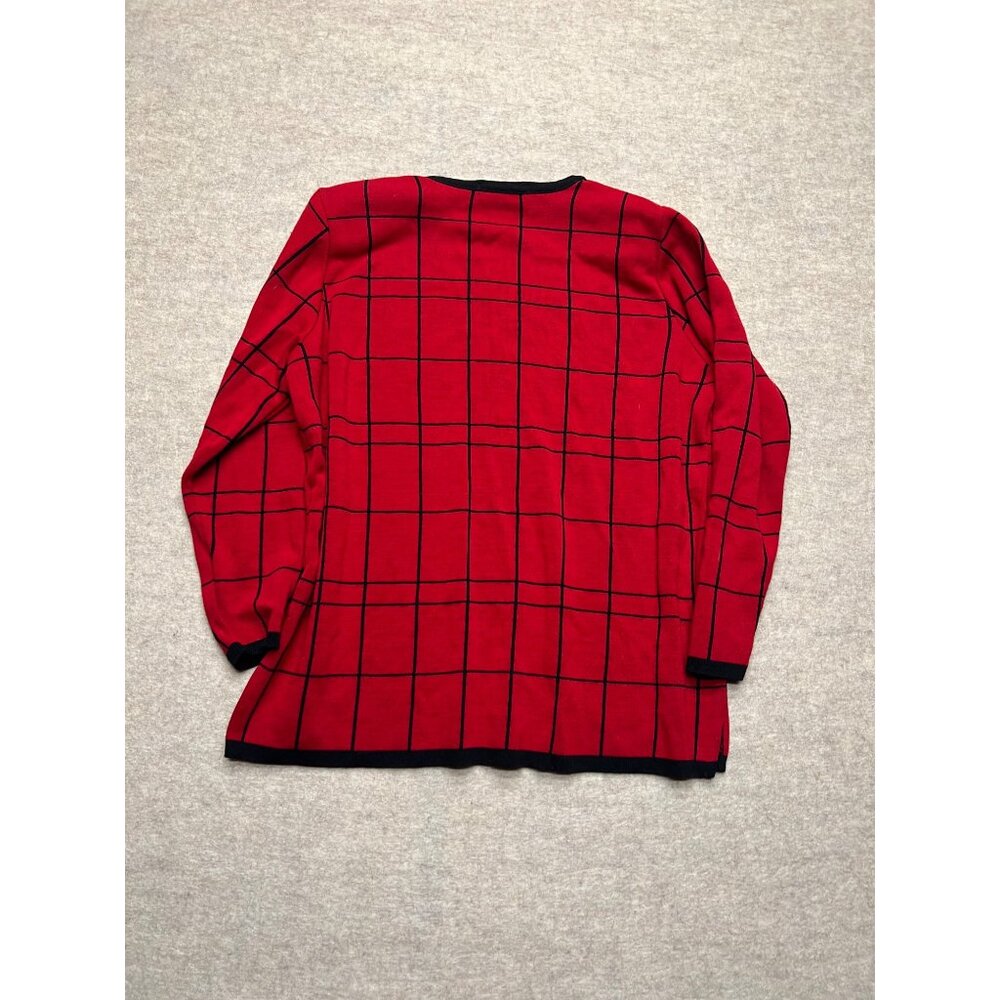 Vintage 90's Karen Lessly Red & Black Long Sleeve Sweater 1X - Picture 5 of 8